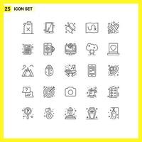 Universal Icon Symbols Group of 25 Modern Lines of accounting horn spring cornucopia target Editable Vector Design Elements