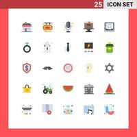 Modern Set of 25 Flat Colors Pictograph of designing tool laptop electronics dessert birthday Editable Vector Design Elements