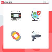 4 Universal Flat Icons Set for Web and Mobile Applications connection summer world shield color Editable Vector Design Elements