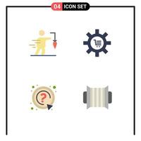 Group of 4 Modern Flat Icons Set for aspiration gear false configuration ask Editable Vector Design Elements