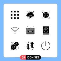 Stock Vector Icon Pack of 9 Line Signs and Symbols for radio web connection sale discount Editable Vector Design Elements