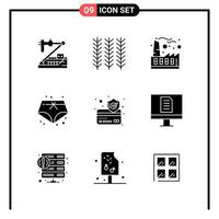 Set of 9 Solid Style Icons for web and mobile Glyph Symbols for print Solid Icon Signs Isolated on White Background 9 Icon Set vector