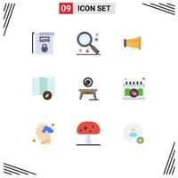 Universal Icon Symbols Group of 9 Modern Flat Colors of table home text map speaker Editable Vector Design Elements