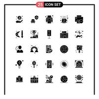 Modern Set of 25 Solid Glyphs and symbols such as devices hot device drink coffee Editable Vector Design Elements