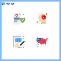 Set of 4 Commercial Flat Icons pack for health balance goal mind justice Editable Vector Design Elements