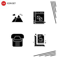 Collection of 4 Vector Icons in solid style Pixle Perfect Glyph Symbols for Web and Mobile Solid Icon Signs on White Background 4 Icons