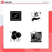 Collection of 4 Vector Icons in solid style Modern Glyph Symbols for Web and Mobile Solid Icon Sign Isolated on White Background 4 Icons