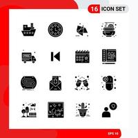 Creative Set of 16 Universal Glyph Icons isolated on White Background vector