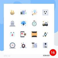16 Universal Flat Color Signs Symbols of landmarks buildings percentage socket idea Editable Pack of Creative Vector Design Elements