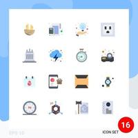 16 Universal Flat Color Signs Symbols of landmarks buildings percentage socket idea Editable Pack of Creative Vector Design Elements