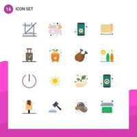 16 Universal Flat Color Signs Symbols of holiday technology app display stop Editable Pack of Creative Vector Design Elements