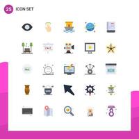 User Interface Pack of 25 Basic Flat Colors of contact space tab saturn summer Editable Vector Design Elements