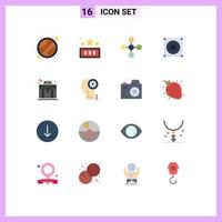 Flat Color Pack of 16 Universal Symbols of case bag link business engine Editable Pack of Creative Vector Design Elements