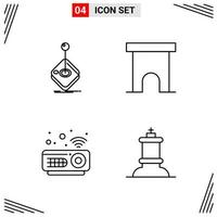 4 Icons Line Style Grid Based Creative Outline Symbols for Website Design Simple Line Icon Signs Isolated on White Background 4 Icon Set vector