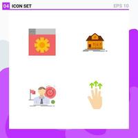 Pack of 4 Modern Flat Icons Signs and Symbols for Web Print Media such as web hit home real estate success Editable Vector Design Elements