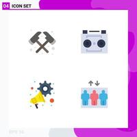 Group of 4 Flat Icons Signs and Symbols for axe marketing audio recording digital recording settings Editable Vector Design Elements