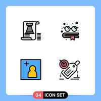 paquete de iconos de vector de stock de 4 signos y símbolos de línea para documento añadir elementos de diseño de vector editables de etiqueta de educación de planificación