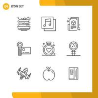 Outline Pack of 9 Universal Symbols of compass recording blogger handycam camcorder Editable Vector Design Elements