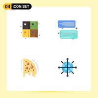 Set of 4 Vector Flat Icons on Grid for back to school food formula message internet Editable Vector Design Elements