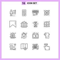 Set of 16 Modern UI Icons Symbols Signs for bomb banner adapter target money Editable Vector Design Elements