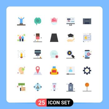 25 User Interface Flat Color Pack of modern Signs and Symbols of develop code psychology app baby Editable Vector Design Elements