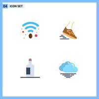 Editable Vector Line Pack of 4 Simple Flat Icons of cafe drink fast runner cloud Editable Vector Design Elements