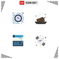 Modern Set of 4 Flat Icons Pictograph of around analog the food device Editable Vector Design Elements