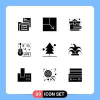 Set of 9 Commercial Solid Glyphs pack for garden news free live entertainment Editable Vector Design Elements