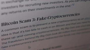 Cryptocurrency scams. Getting informed about bitcoin scams. Bitcoin scam. False bitcoin exchanges video