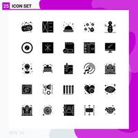 Modern Set of 25 Solid Glyphs and symbols such as medical snowman astronomy money pay Editable Vector Design Elements