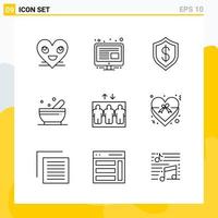 Collection of 9 Universal Line Icons Icon Set for Web and Mobile vector