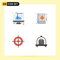User Interface Pack of 4 Basic Flat Icons of cloud business installation leaf shoot Editable Vector Design Elements