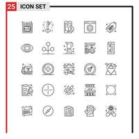 Pictogram Set of 25 Simple Lines of protection interface success check user Editable Vector Design Elements
