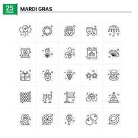 25 mardi gras conjunto de iconos de fondo vectorial vector