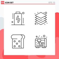 Collection of 4 Vector Icons in Line style Modern Outline Symbols for Web and Mobile Line Icon Sign Isolated on White Background 4 Icons