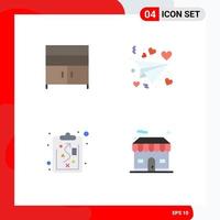 4 Flat Icon concept for Websites Mobile and Apps cabinet strategy interior valentine shop Editable Vector Design Elements