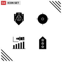 4 Creative Icons Modern Signs and Symbols of internet long web security goal term Editable Vector Design Elements