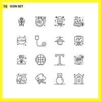 Pack of 16 creative Outlines of public ipo design fund network Editable Vector Design Elements