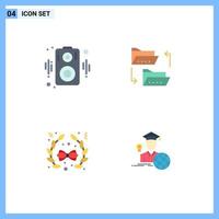 4 User Interface Flat Icon Pack of modern Signs and Symbols of audio christmas folder file sharing graduation Editable Vector Design Elements