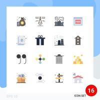 Set of 16 Modern UI Icons Symbols Signs for lock free factory tecnology free access Editable Pack of Creative Vector Design Elements