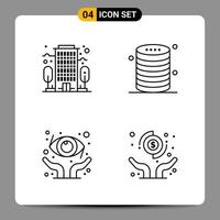 4 Black Icon Pack Outline Symbols Signs for Responsive designs on white background 4 Icons Set vector