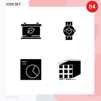 paquete de iconos de vector de stock de 4 signos y símbolos de línea para elementos de diseño de vector editables abstractos de teléfono de reloj de pastel de batería