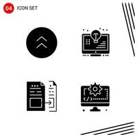 Collection of 4 Vector Icons in solid style Pixle Perfect Glyph Symbols for Web and Mobile Solid Icon Signs on White Background 4 Icons