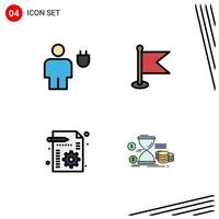 Set of 4 Modern UI Icons Symbols Signs for avatar business human location file Editable Vector Design Elements