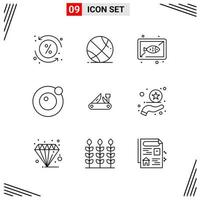 9 Icons Line Style Grid Based Creative Outline Symbols for Website Design Simple Line Icon Signs Isolated on White Background 9 Icon Set vector