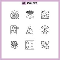 Set of 9 Vector Outlines on Grid for fast gdpr analysis design mission Editable Vector Design Elements