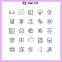Stock Vector Icon Pack of 25 Line Signs and Symbols for hotel elevator comuter upload arrow Editable Vector Design Elements