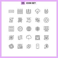 paquete de iconos de vector de stock de 25 signos y símbolos de línea para elementos de diseño de vector editables de flecha de carga de computadora de ascensor de hotel