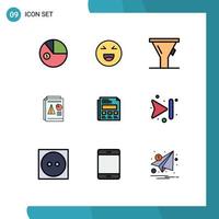 9 iconos creativos signos y símbolos modernos de presentación de gráficos de litro de negocios en papel elementos de diseño vectorial editables vector