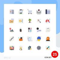 Mobile Interface Flat Color Set of 25 Pictograms of data grid notification message email Editable Vector Design Elements